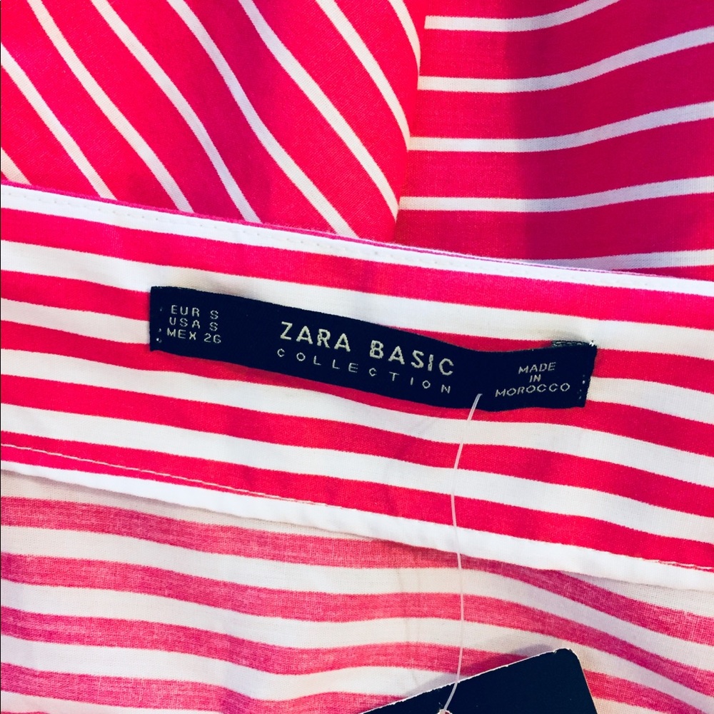 Zara Fit & Flare Stripe Printed Fuchsia Skirt - Picture 7 of 8